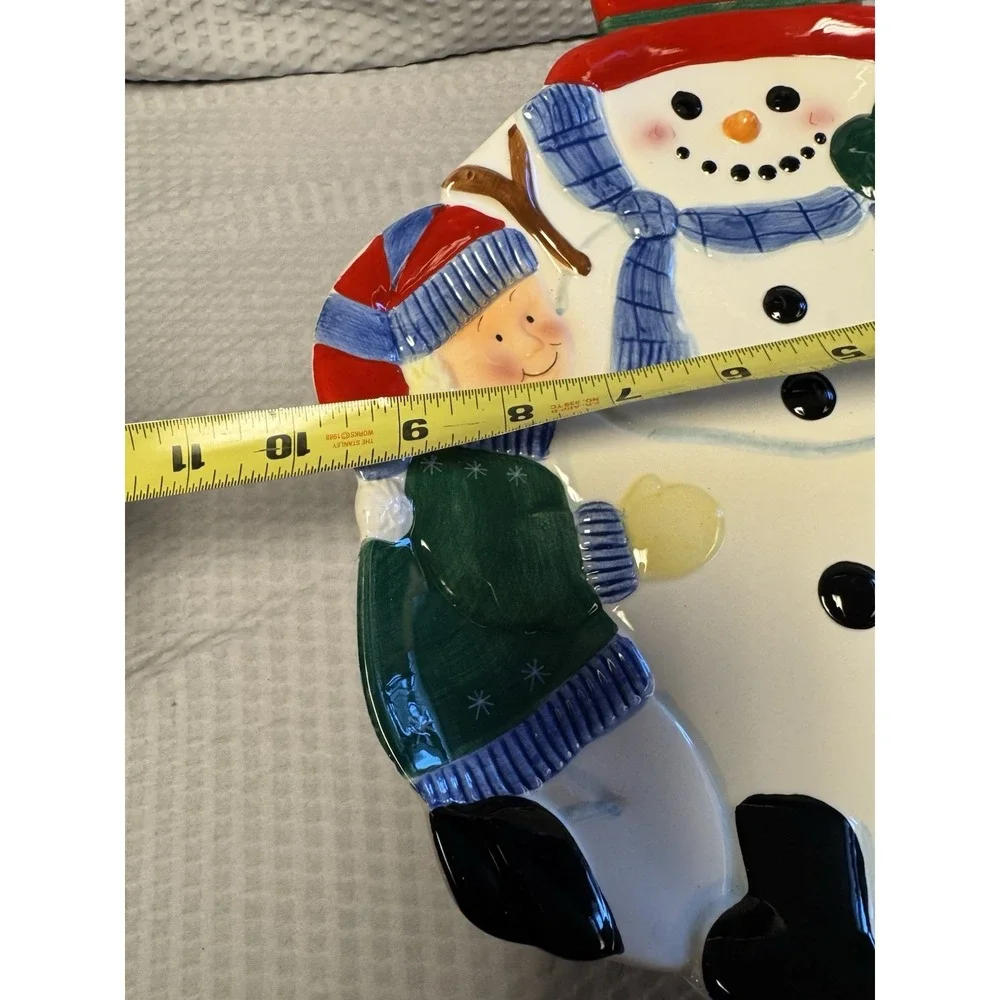 Pfaltzgraff Snowman Kids Holiday Winter Platter Serving Tray Discontinued‎ NOS
